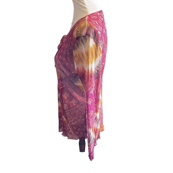 Yessica Women’s Boho Sheer Mesh Long Sleeve Festival Blouse Size Large - Picture 8 of 12